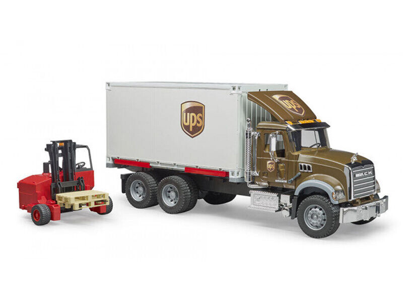 Bruder Mack Granite Logistický vůz UPS s vysokozdvižným vozíkem 1:16 